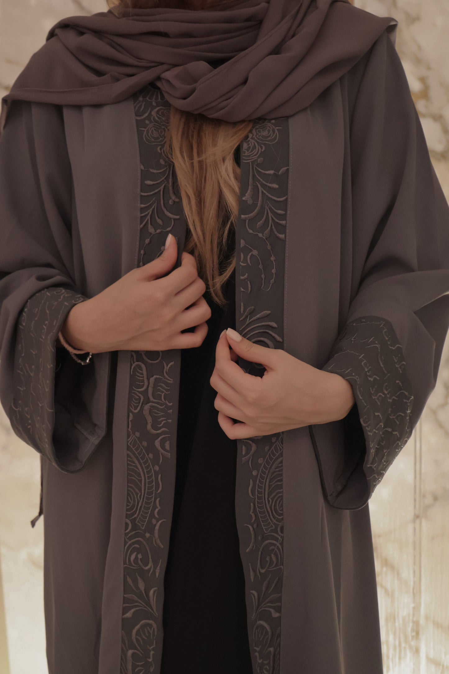 Midnight, Black Embroidered Abaya